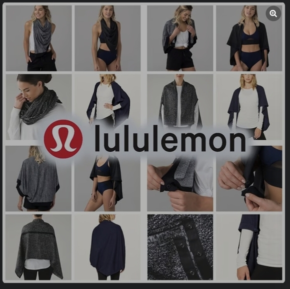 Lululemon Vinyasa Snap Scarf with arm holes / Shawl Jacquard Black Olive Rulu - Picture 8 of 9